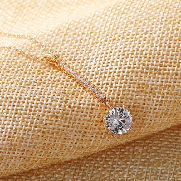 Dazzling Round Sun Flower CZ Long Pendant Necklace for Women, EVGG1112 - Picture 8 of 13